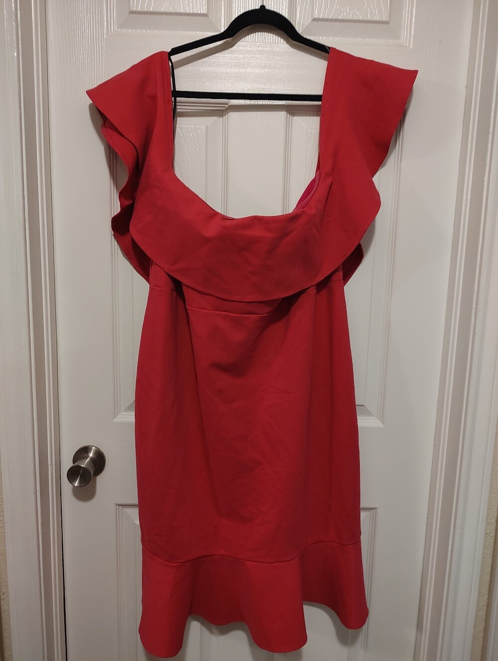 Forever 21 Coral-Red Ruffle Midi Dress